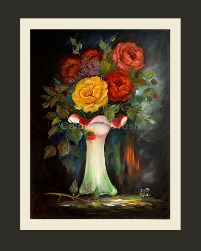 2019 - Glass vase, Technique: Oil (Wet on Wet) Dimensions: 0,60x0,40M.