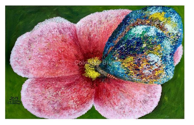 2017 - Butterfly attraction. Dimensions 0,40x0,50m Technical impasto, acrylic on specific paper, work executed with spatula.(Not available)