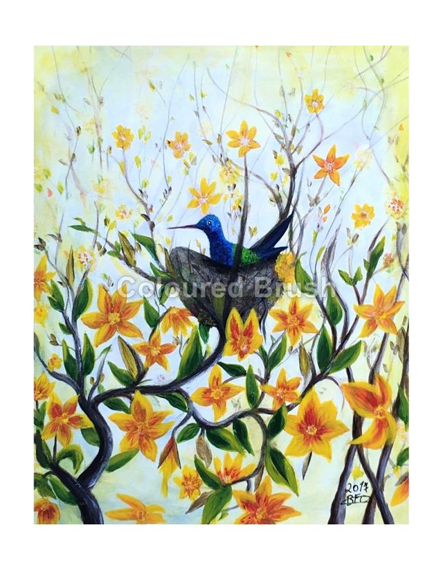 2017- The Sapphire rest. This little bird teaches us the softness of living. To appreciate the wonders and spells of our daily existence. The hummingbird is a symbol of romantic love, grace, joy, healing and softness. To live contemplating everything that is, all the people, all the humanity. Dimensions 0.40 x 0.50m. (Not available)