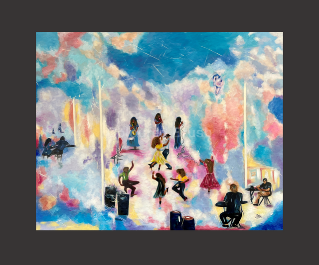 2022 - "Inner Voice" The process of this imaginary creation flowed from a leap of consciousness, from a place within myself. Clearly and spontaneously, it was as if I were painting a dream I once had. Acrylic hand painted on 3D canvas. Dimensions 1.00 x 0.80 m. Not available.