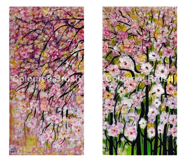 2014 – “ Floral fantasy set ” Acrylic technique, size 0,50×0,90M. And 0,50×0,90M. 3D canvas ready to hang.