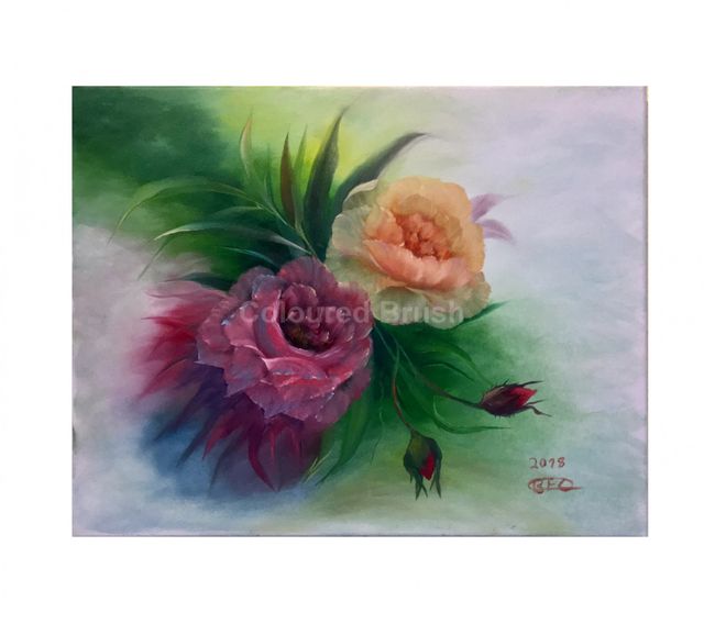 2018 - Queen of Roses. Technique: Oil (Wet on Wet) on Canvas. Dimensions: 0,40×0,60M. Frame optional.