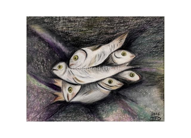 2017, “The miracle of multiplation” Technique: Dry Pastel Chalk on Specific Paper. Dimensions: 0,40 x 0,50m. (Not available)