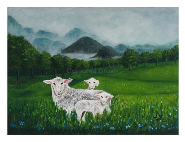 2017, "The Lamb". Acrylic Technique Arcylic on canvas. Dimension 0,40 x 0,30m. (Not avaialble)
