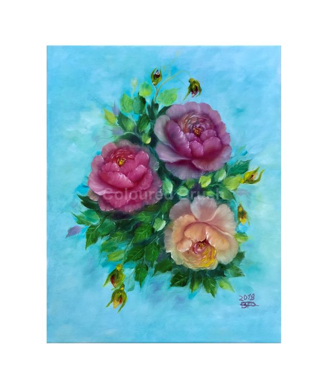 2018, "Poppies" - Oil (Wet on Wet) on canvas. Dimensions 0.40 x 0.60m. 