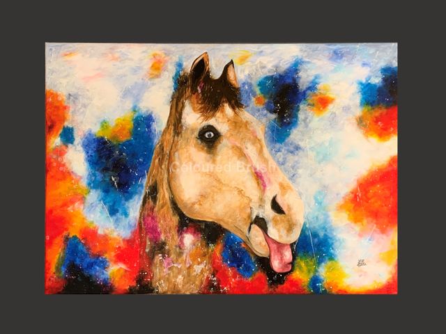 2020 - "Authentic horse" Acrylic hand painted on 3D canvas. Dimensions 1.00 x 0.70 m. Not available