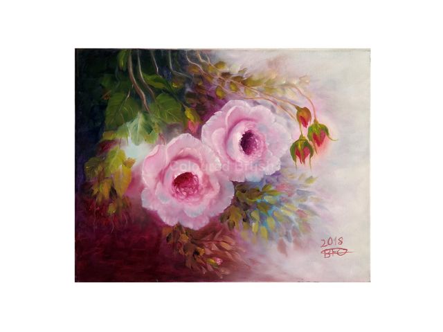 2018, "Victorian Roses" - Oil (Wet on Wet) on canvas. Dimensions 0.40 x 0.60m.