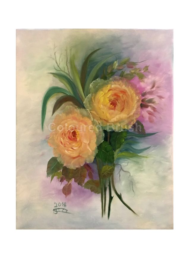 2018 - Yellow Roses. Technique: Oil (Wet on Wet) on canvas. Dimensions: 0,40 x 0,60m. Frame optional.