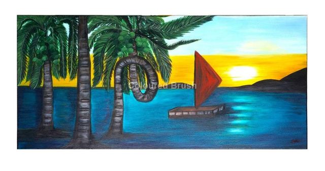 2016 - Curved Palm - Acrylic. “Dimensions: 0.50X0.60M Hand painted in acrylic (Not available).