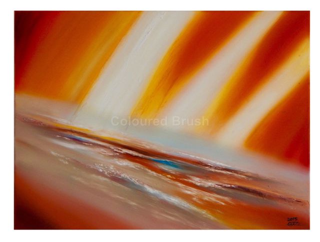 2015 – “ Eruption at sea “ a new technique (water mixable oil paint). Dimensions 0,70×0,90M. 3D screen ready to hang. (Not available)