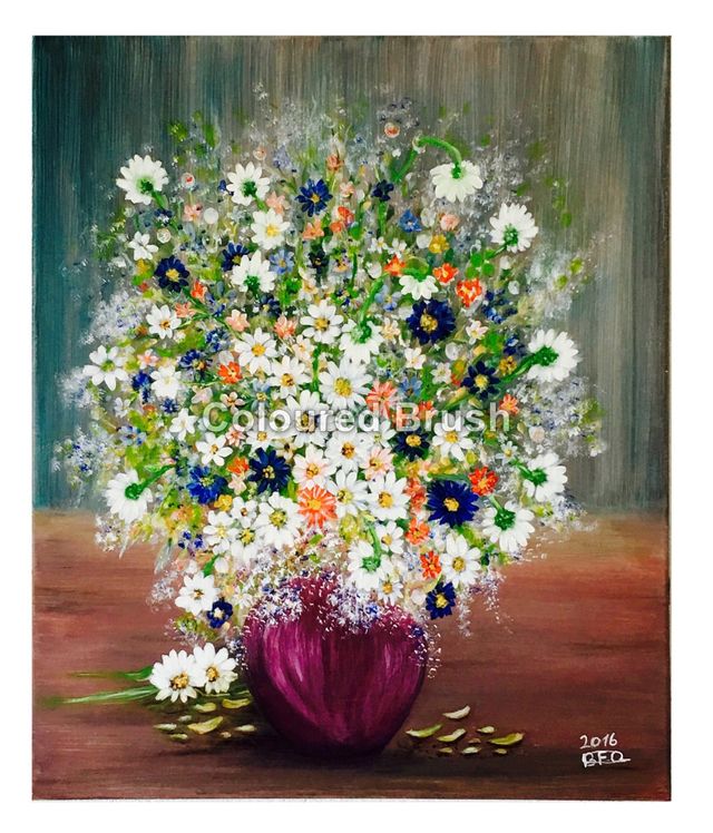 2016, Daisies Spring - Acrylic. Dimensions: 1.0X0.50M Hand painted in acrylic, ready to hang.