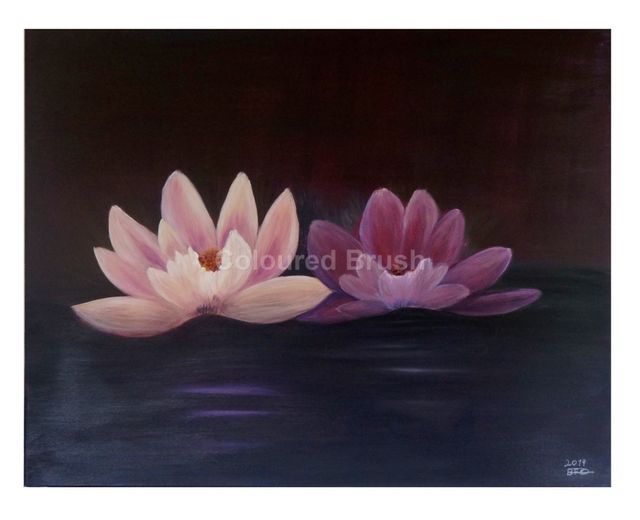 2013 – "Lotus flowers". Technique acrylic on canvas, dimensions, 1.0x080M. ( Not available ).