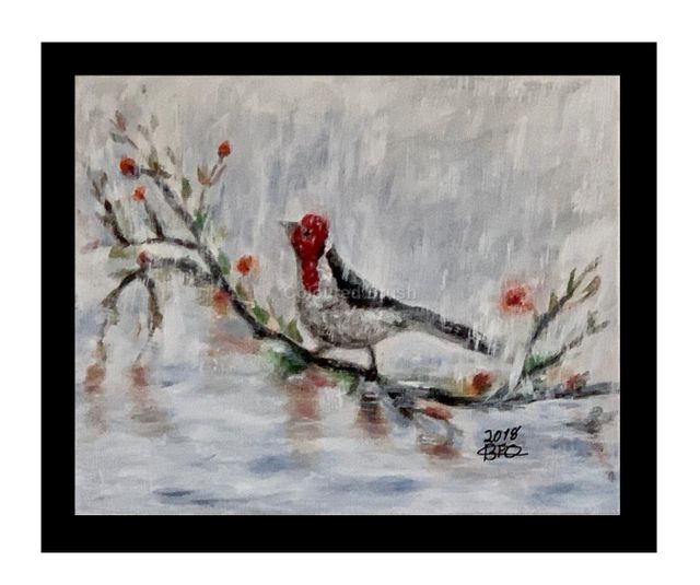 2018, Cardinal. Bird of extraordinary physical beauty. One of the most typical birds of the interior of Northeastern Brazil. Growing up listening to the song of this tiny and beautiful bird was a great privilege. It is a shame that by hunting or domestic breeding this bird is increasingly rare in nature. Acrylic hand painted on 3D canvas, dimensions 30 x 24 cm. Ready to hang.