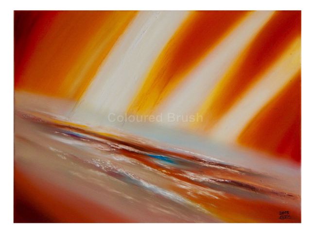 2015 – “ Eruption at sea “a new technique (water mixable oil paint). Dimensions 0,70×0,90M. 3D screen ready to hang. (Not available)