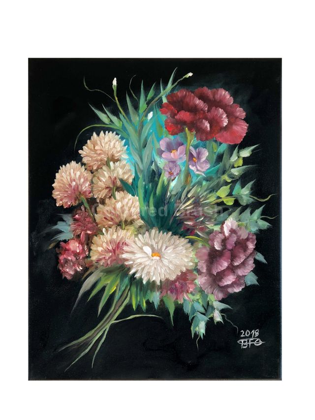 2018, "Queen Daisy" - Oil (Wet on Wet) on canvas. Dimensions 0.40 x 0.60m. 