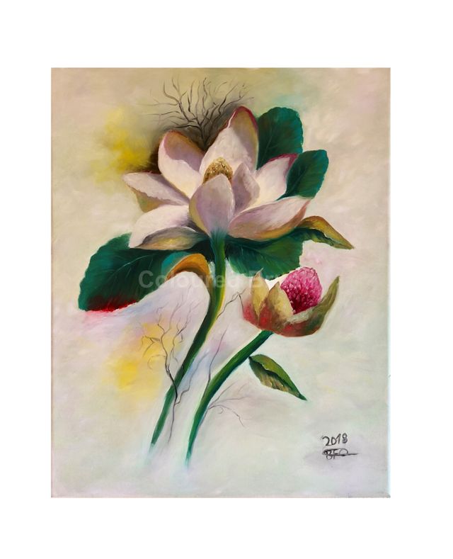 2018, "Magnolia" - Oil (Wet on Wet) on canvas. Dimensions 0.40 x 0.60m. 